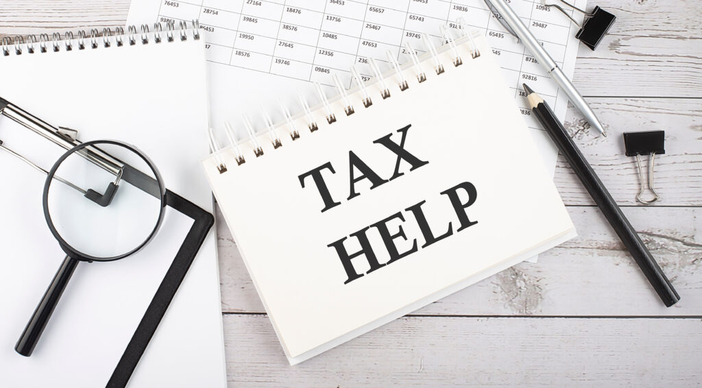 Tax Help on index card