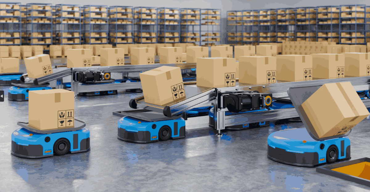 What types of robotic automation are used in warehouses by Aadersh Aare