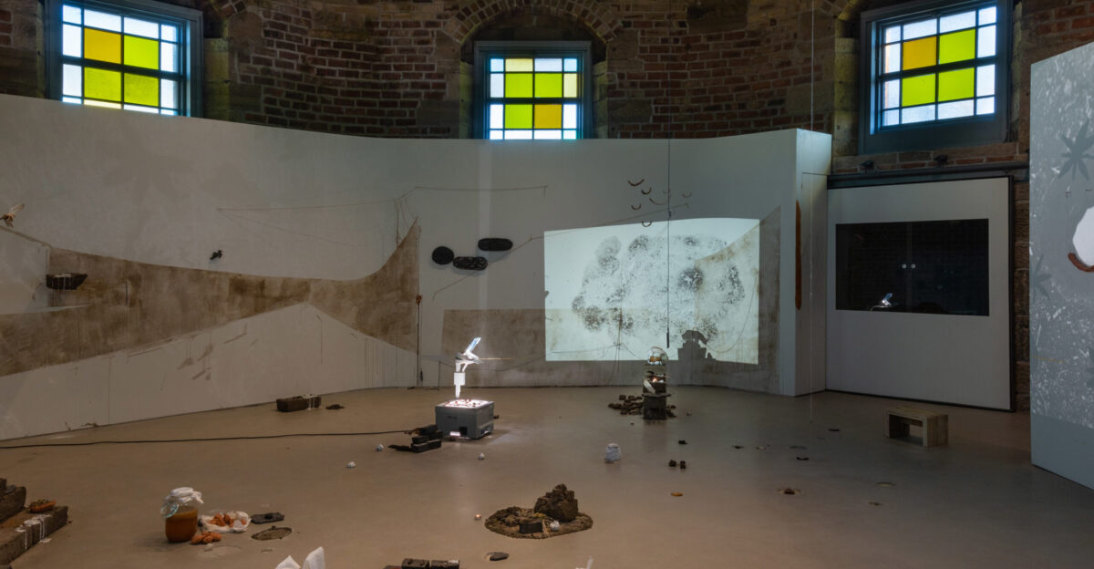 Installation view of When Spirituality Was a Baby an exhibition by artist Dineo Seshee Bopape in the City Dome at Collective 2018