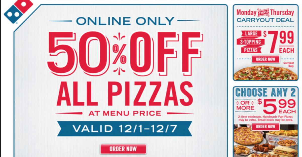 This one of many coupons that Dominoes sends in the mail to every Kirksville resident all looking the same with different deals on them coupon dominoes trcm454 by Crosbie Jarrett