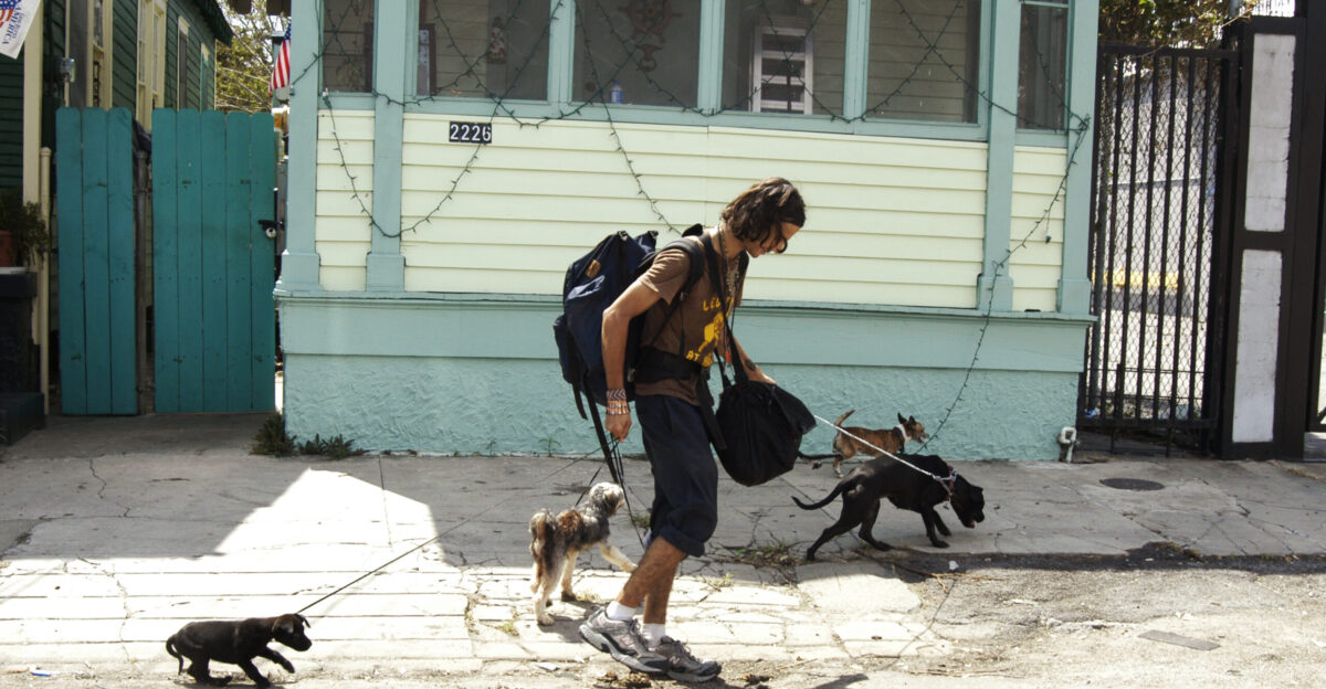 New Orleans LA 9 8 05 - Residents who stayed behind with pets are leaving after police told them the pets can go with them Many residents have been in New Orleans without electricity or tap water for ten days New Orleans is being evacuated as a result of floods and damage caused by hurricane Katrina Photo by Liz Roll