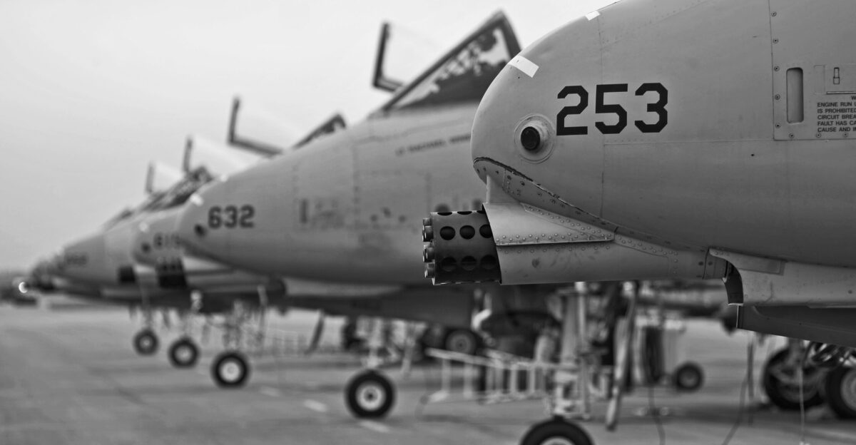 A row of A-10 Thunderbolts II sit quietly before the day starts during RED FLAG-Alaska 12-2 June 11 2012 Eielson Air Force Base Alaska RF-A is a Pacific Air Forces-sponsored two-week-long exercise that allows joint and coalition partners to exchange tactics techniques and procedures as well as improve interoperability The A-10 Thunderbolt II is assigned to the 25 Fighter Squadron Osan Air Base Republic of Korea 354th Fighter Wing Photo by Staff Sgt Miguel Lara Date Taken 06 11 2012 Location EIELSON AFB AK US Read more