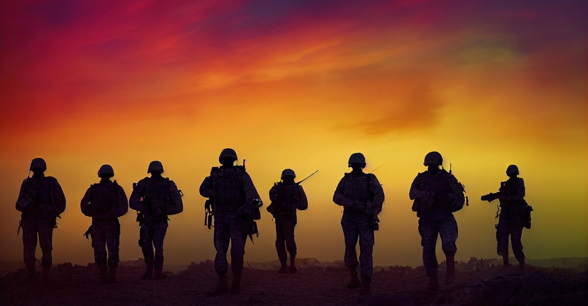 veteran military soldier sunset colorful vibrant silhouette sky veterans day honor victory nature people salute platoon