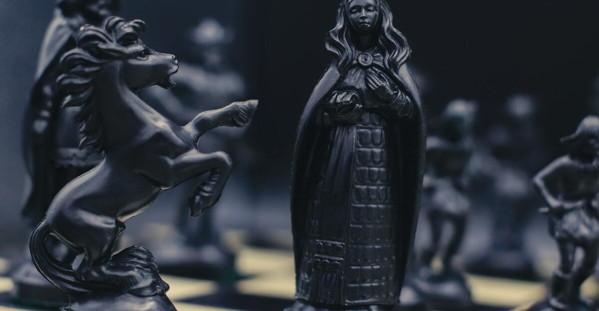 chess black chess pieces fantasy chess strategy game queen chess piece knight horse piece battle of minds board game dramatic lighting chess art close up intellectual game royal game strategic thinking classic game black queen gothic style elegant design chessboard mental challenge dramatic game vintage chess fantasy warriors tactical battle