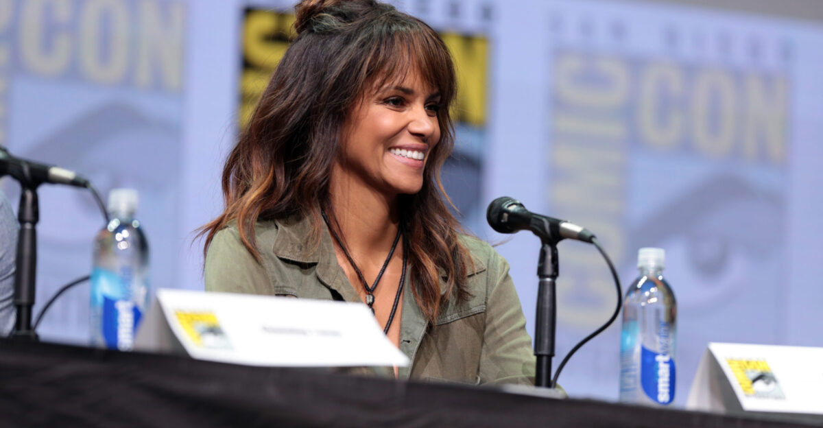 Halle Berry speaking at the 2017 San Diego Comic Con International for Kingsman The Golden Circle at the San Diego Convention Center in San Diego California Please attribute to Gage Skidmore if used elsewhere