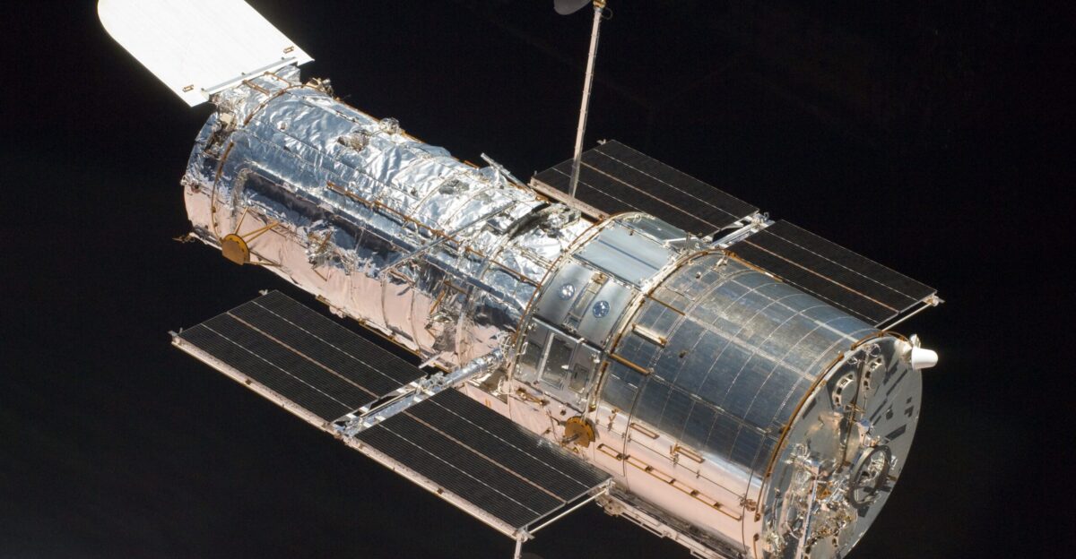 An STS-125 crewmember aboard the Space Shuttle Atlantis captured this still image of the Hubble Space Telescope as the two spacecraft continue their relative separation on May 19 after having been linked together for the better part of a week