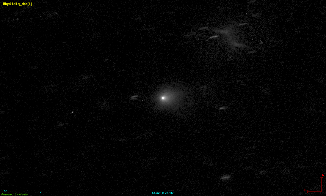 Interstellar comet 3I ATLAS fuzzy blob at center imaged by the Hubble Space Telescope s WFC3 camera on 21 July 2025 This image was created by combining two frames with darken blending which removes cosmic rays and stars which change position relative to 3I ATLAS This helps isolate 3I ATLAS and its coma whose appearance doesn t change between images