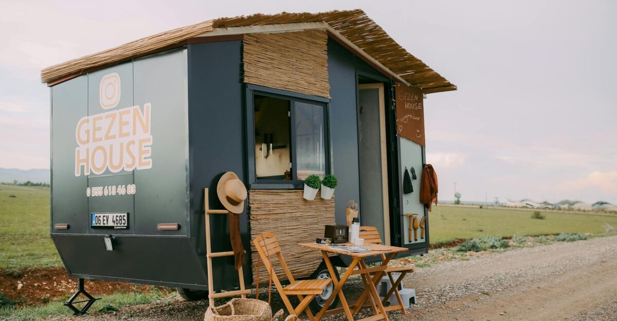 A charming tiny mobile home set in nature perfect for travel and adventure