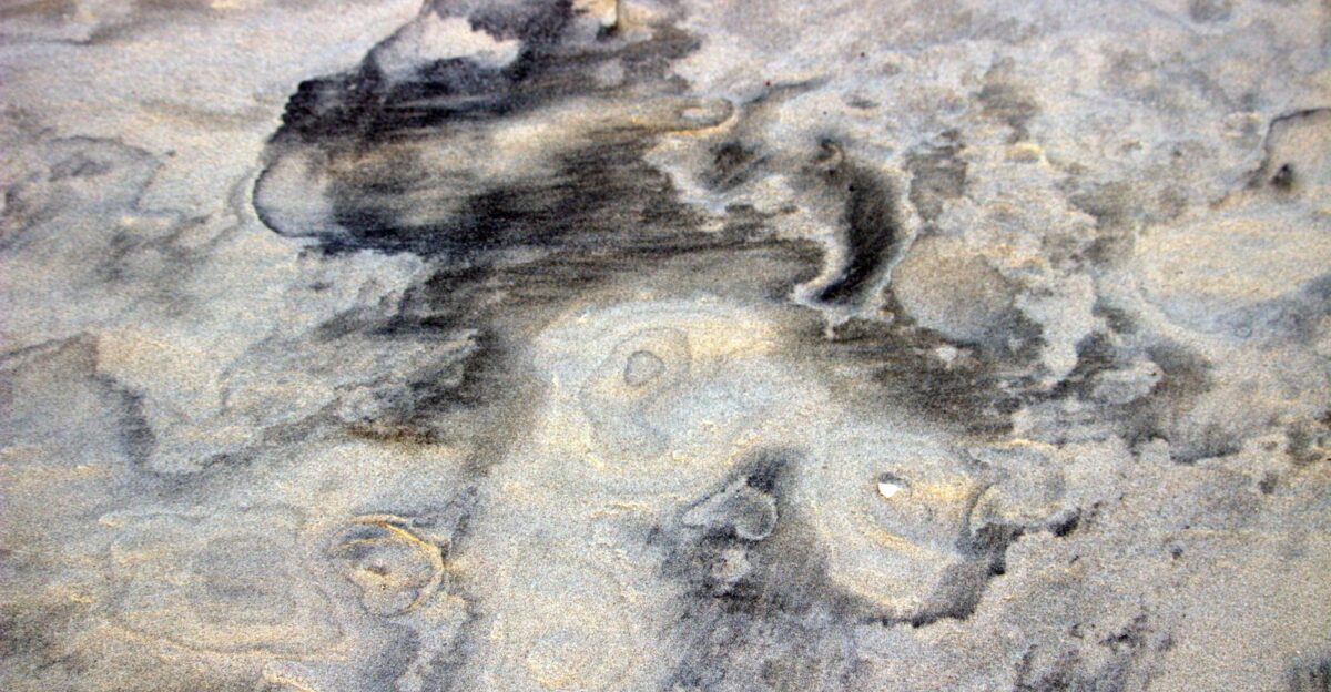 Close-up of intriguing sand patterns on Guaratuba Beach Brazil