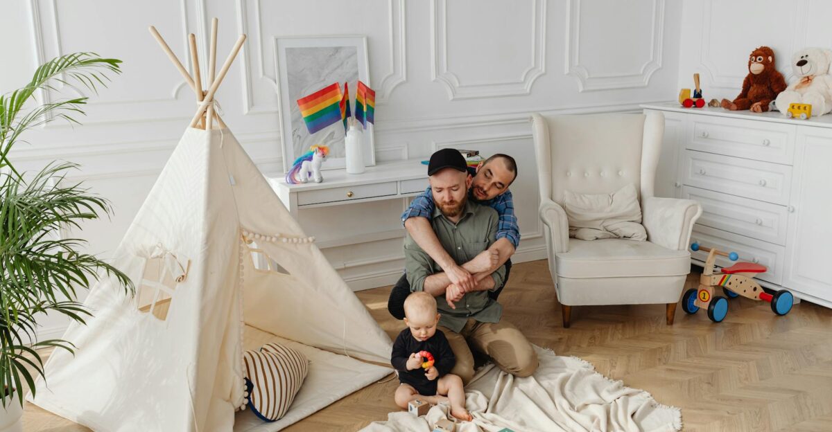 A loving family enjoys quality time in their stylish home showcasing warmth and connection