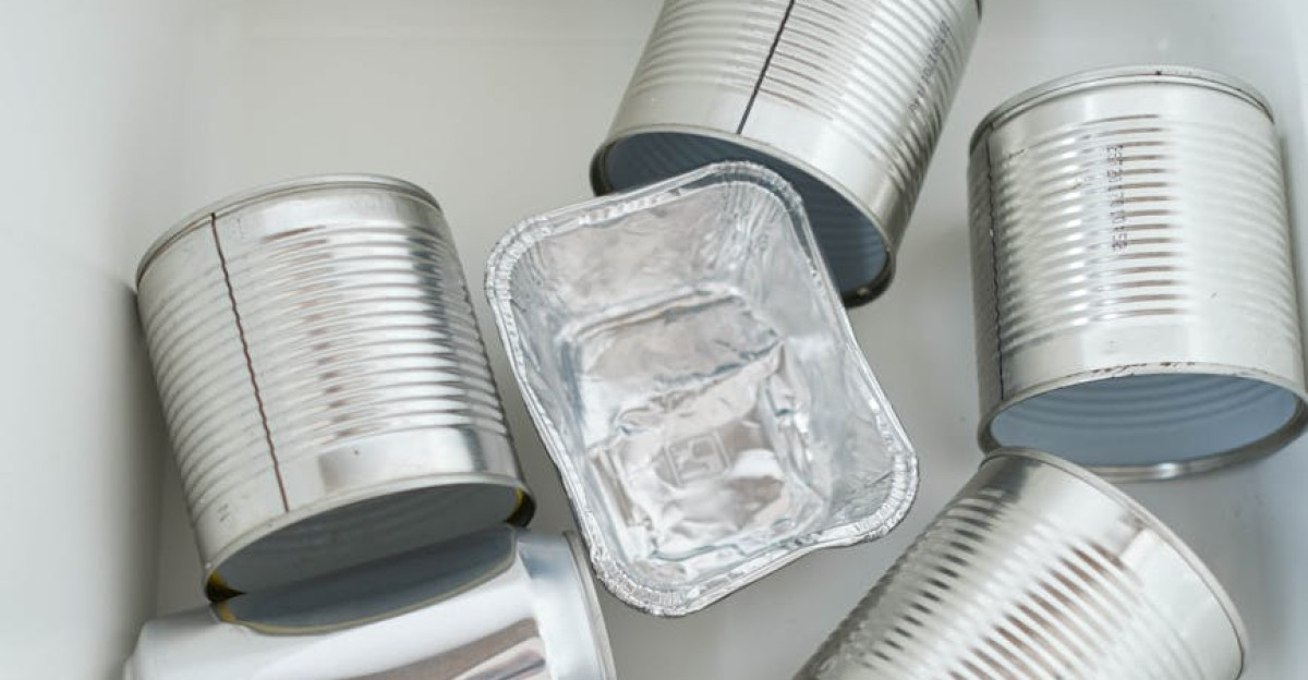 A collection of recyclable metal cans organized for zero waste initiatives