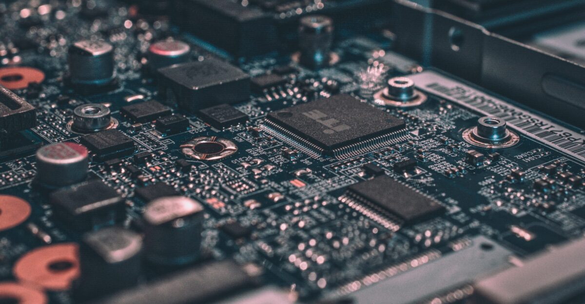 macro photography of black circuit board