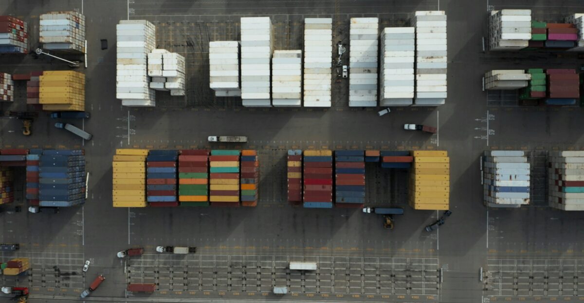 aerial photography of multicolored trailers