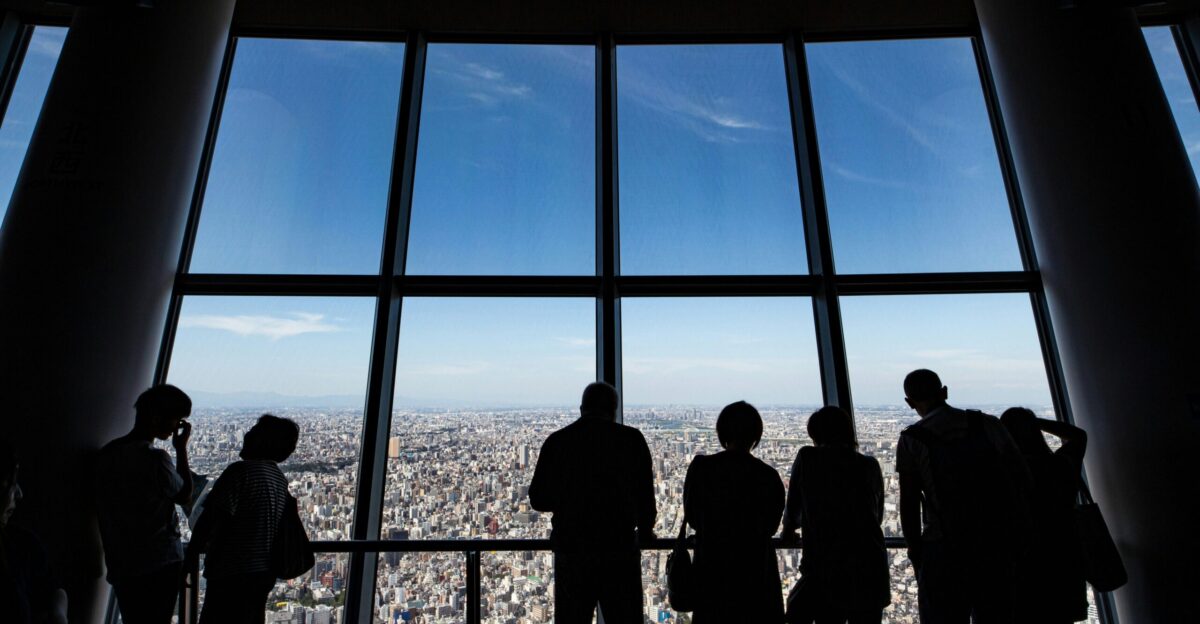 silhouette photography of people in building