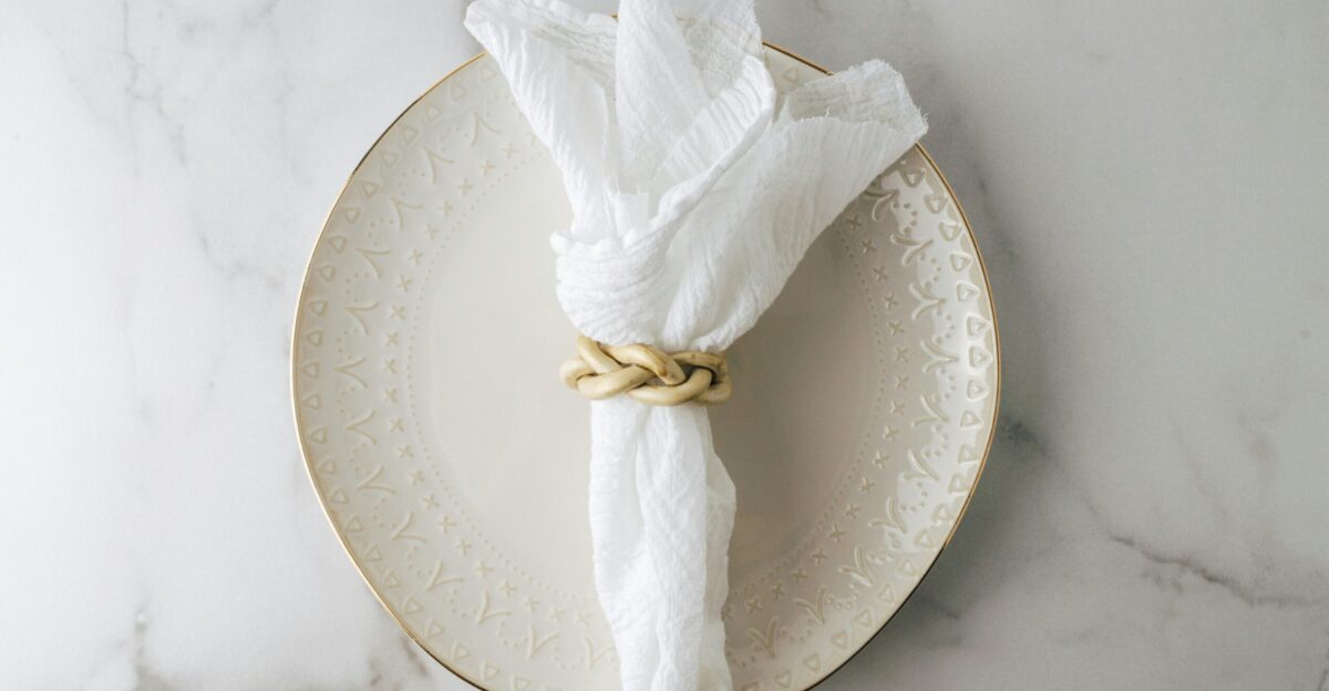 white tissue paper on white round plate