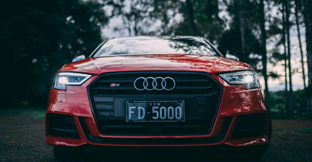red audi a 4 on road