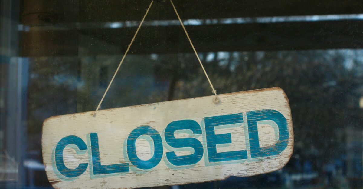 blue and white wooden open signage