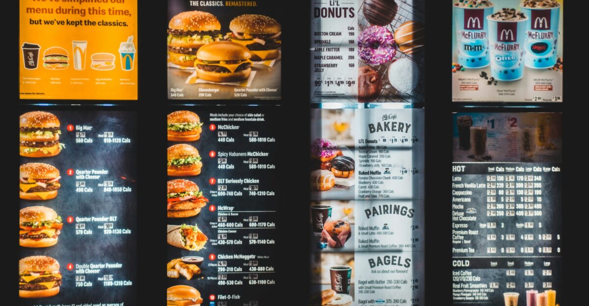 black and white menu list