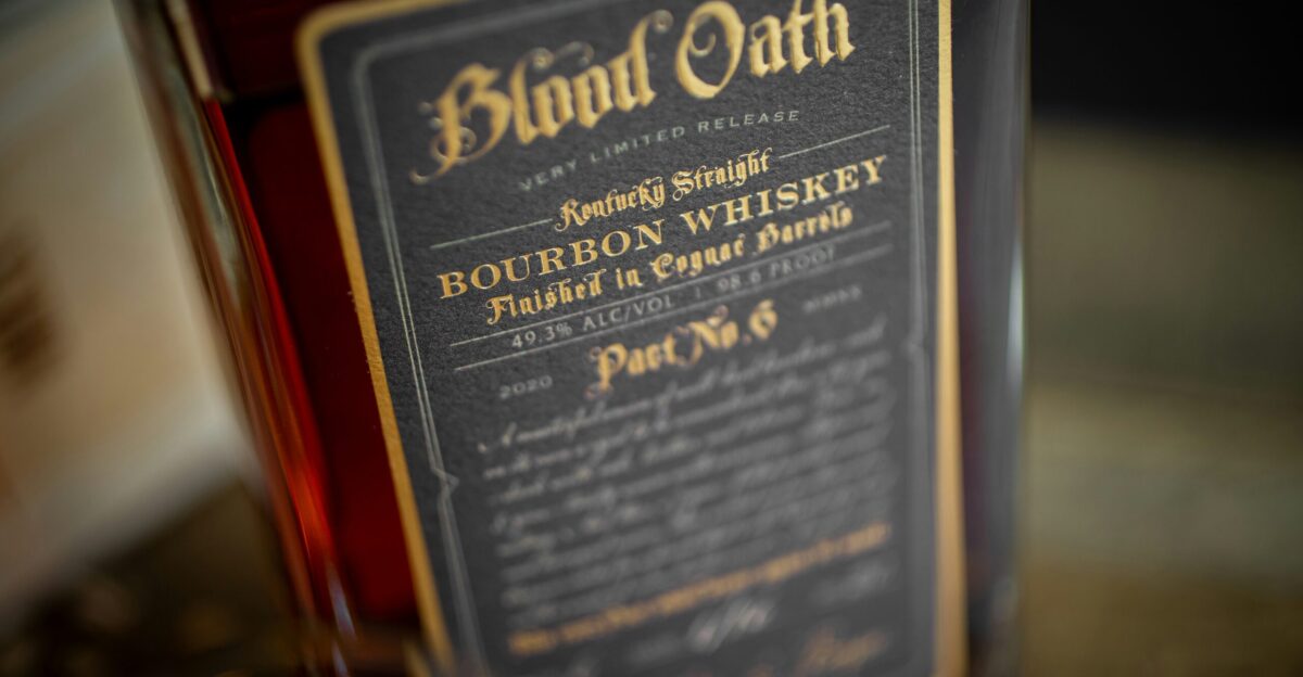 black and gold label bottle