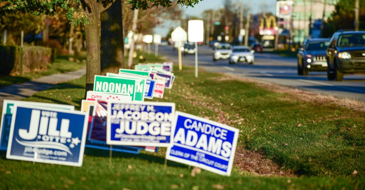 blue and white road sign