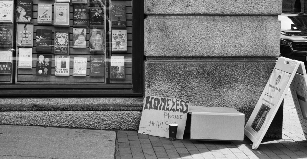 grayscale photo of a store