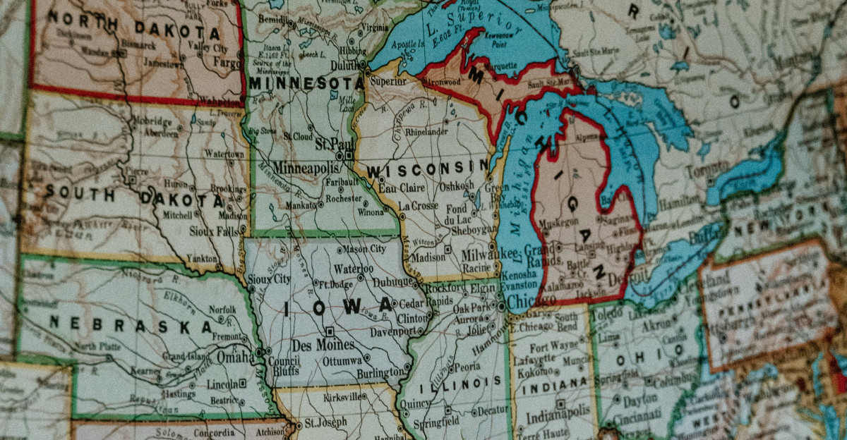 blue white and brown map