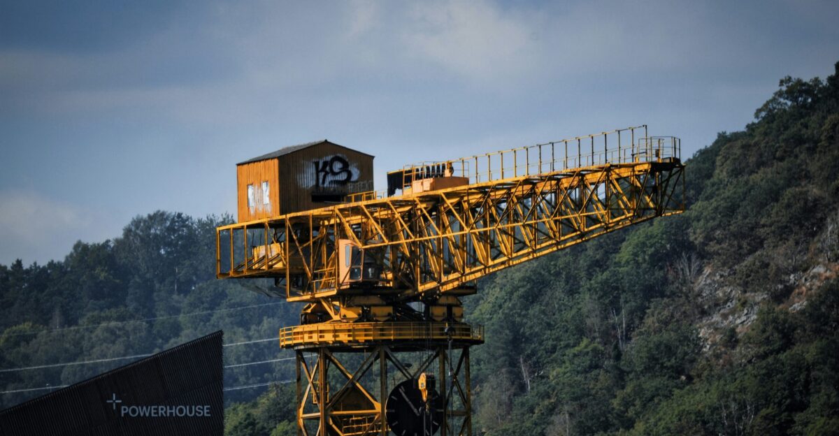 brown and black metal crane