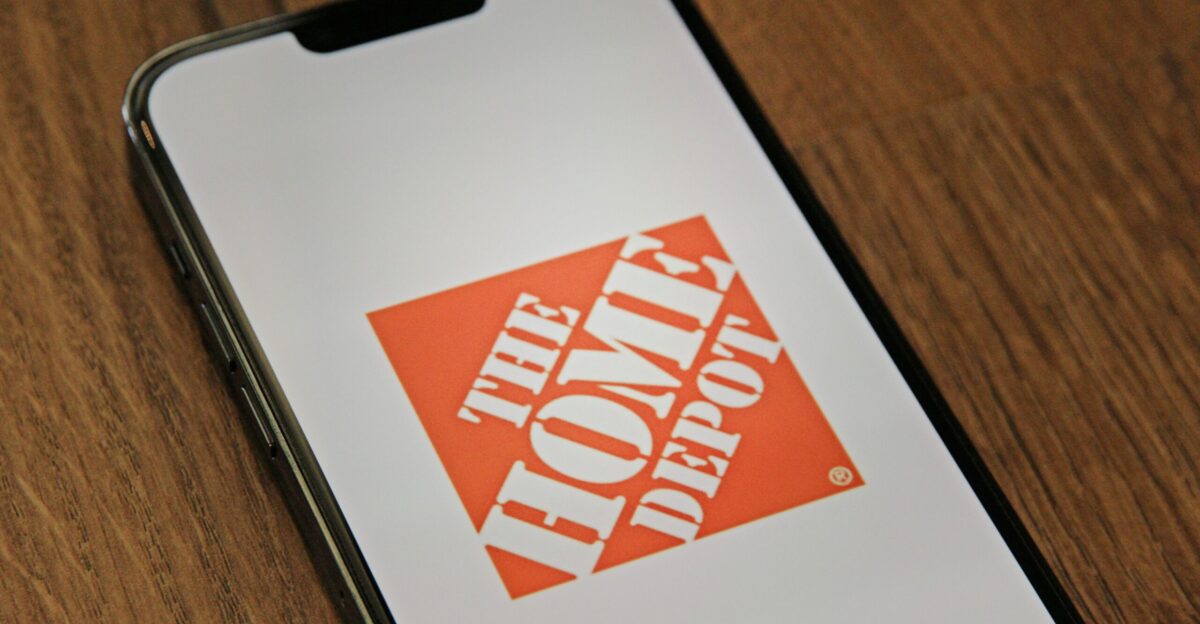a phone with the home depot logo on it
