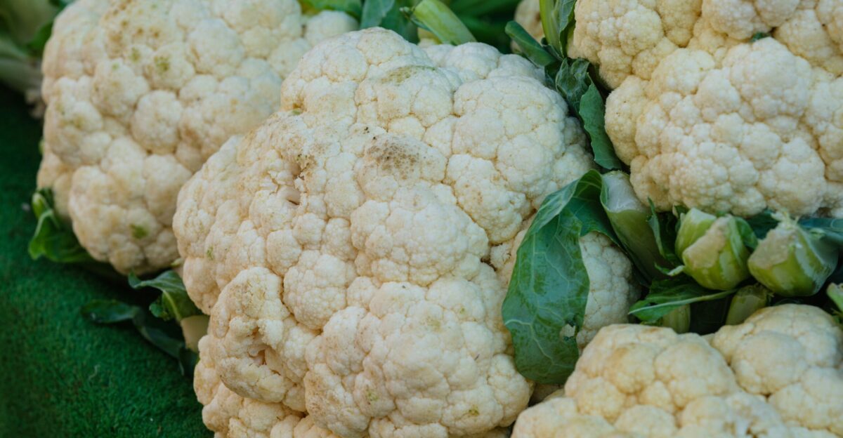 a close up of cauliflower on display for sale
