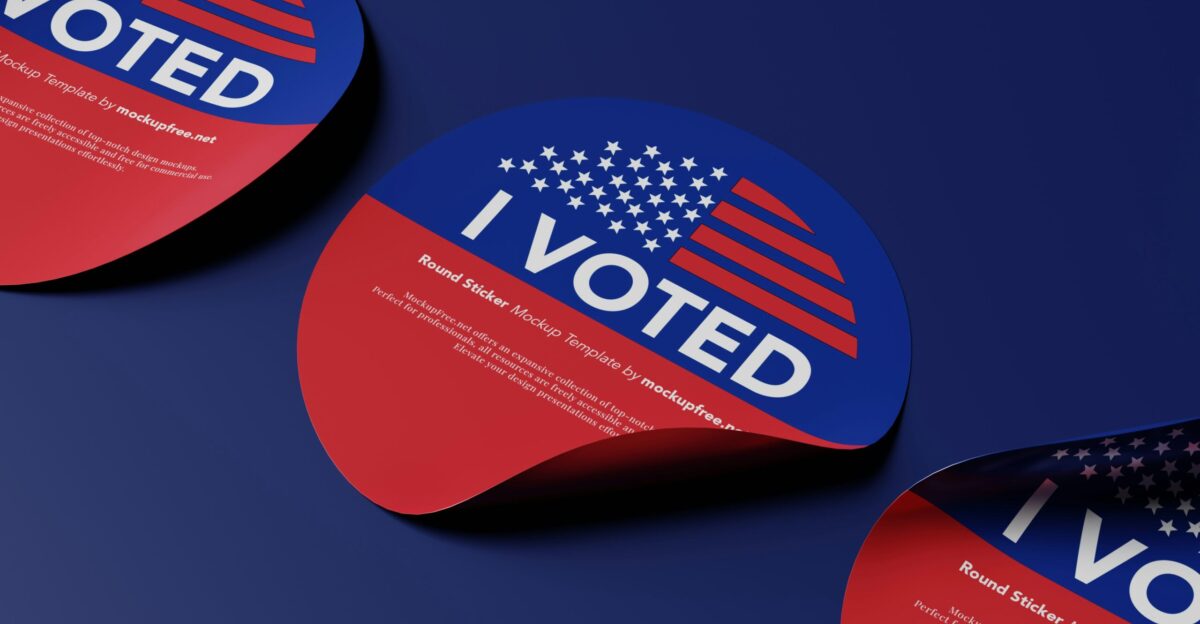 two stickers with the words i vote on them