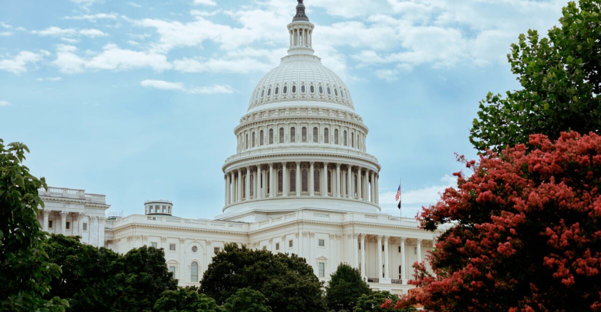 A view of the capitol building from across the street