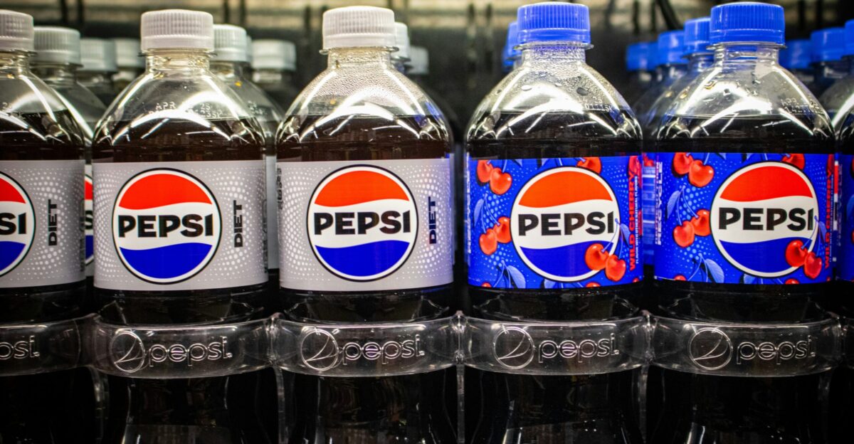 Pepsi products on display in a grocery store