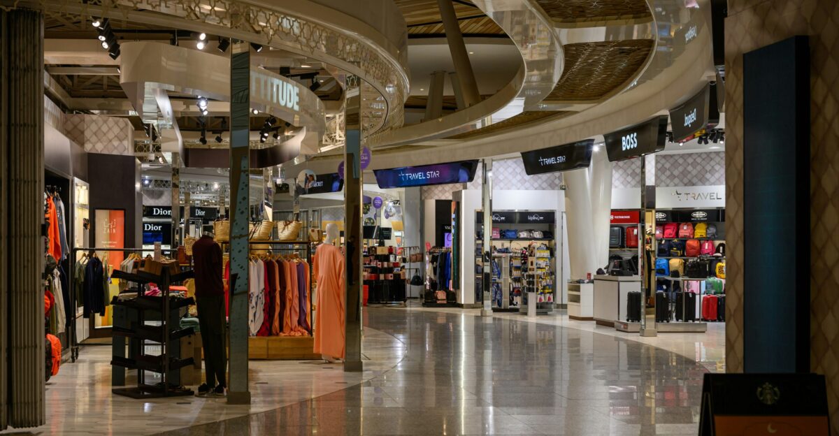 A bright and modern shopping mall interior