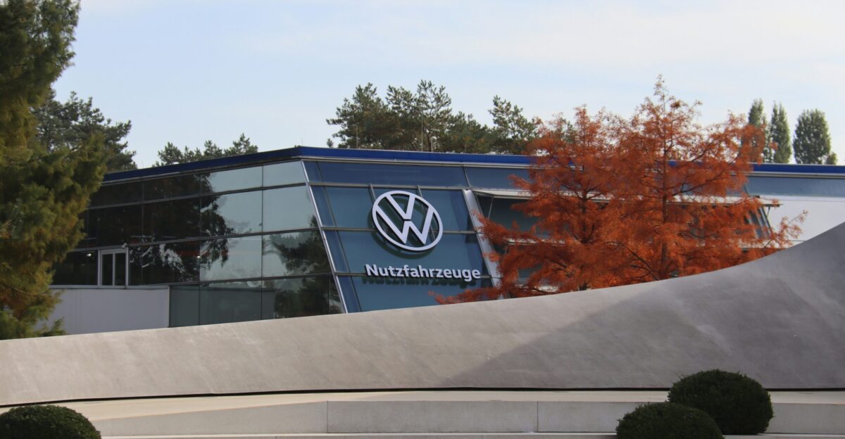 A volkswagen dealership building is shown in the image