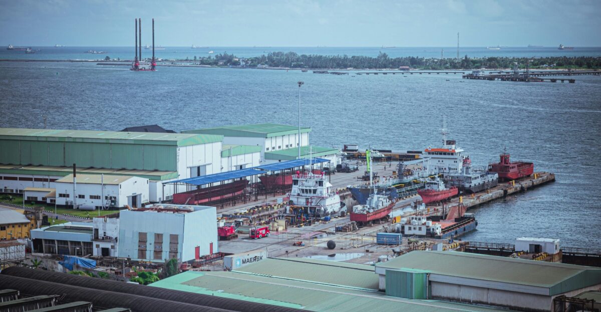 A busy port is filled with several ships