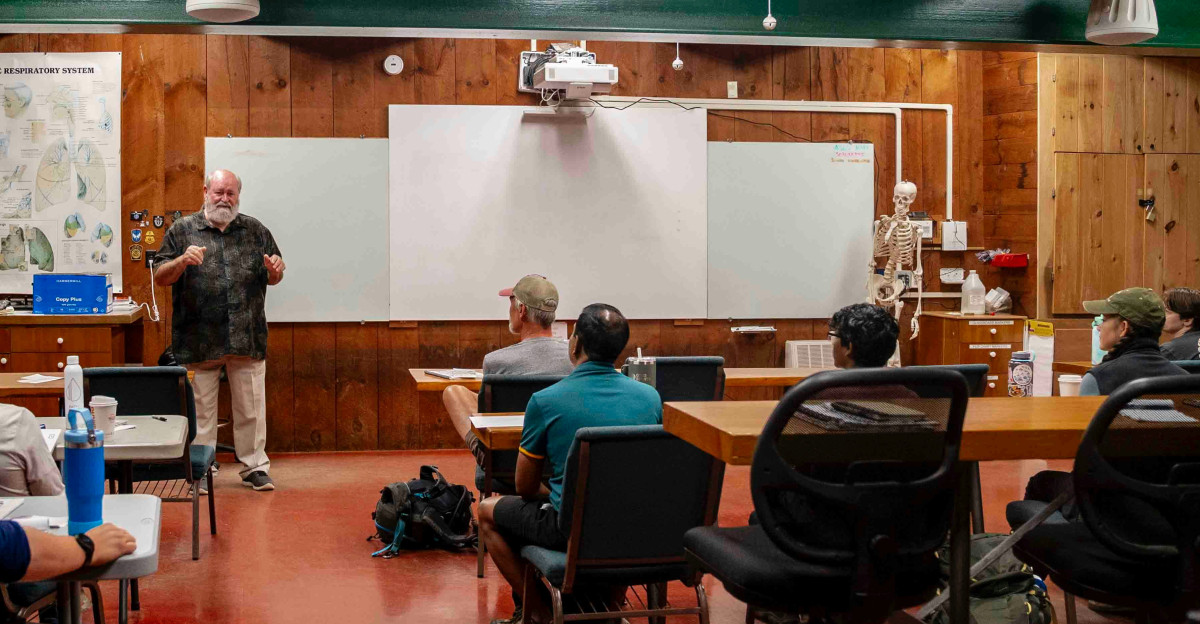 Teacher instructing students in a classroom setting