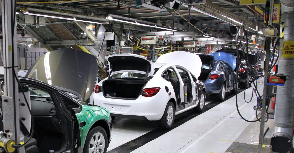 Car factory production line Opel Astra J manufactured in General Motors Manufacturing Poland plant in Gliwice