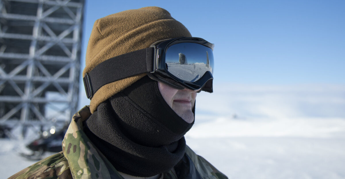 Pvt Benjamin Glenn Alaska State Defense Force surveys the outskirts of Nome for a domain awareness exercise Mar 1 Alaska Exercise Arctic Eagle-Patriot 2022 increases the National Guard s capacity to operate in austere extreme cold-weather environments across Alaska and the Arctic region AEP22 enhances the ability of military and civilian inter-agency partners to respond to a variety of emergency and homeland security missions across Alaska and the Arctic U S Army National Guard photo by Victoria Granado