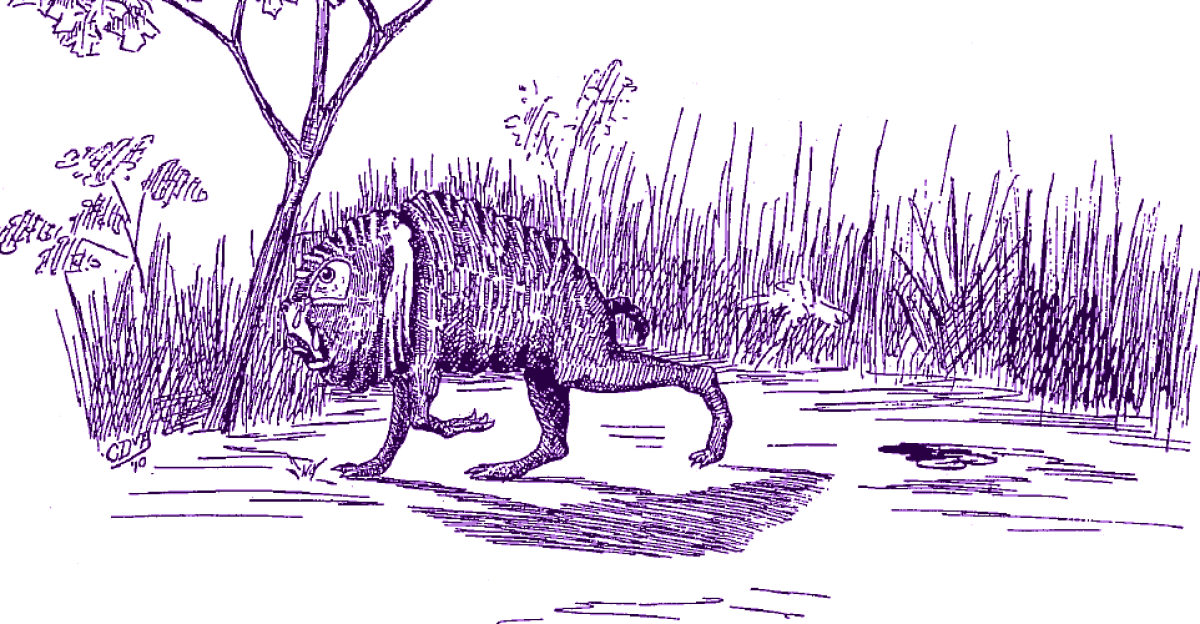 Illustration from "Fearsome Creatures of the Lumberwoods" illustrated by Coert Du Bois and by William T. Cox,
1910 PUBLIC DOMAIN.