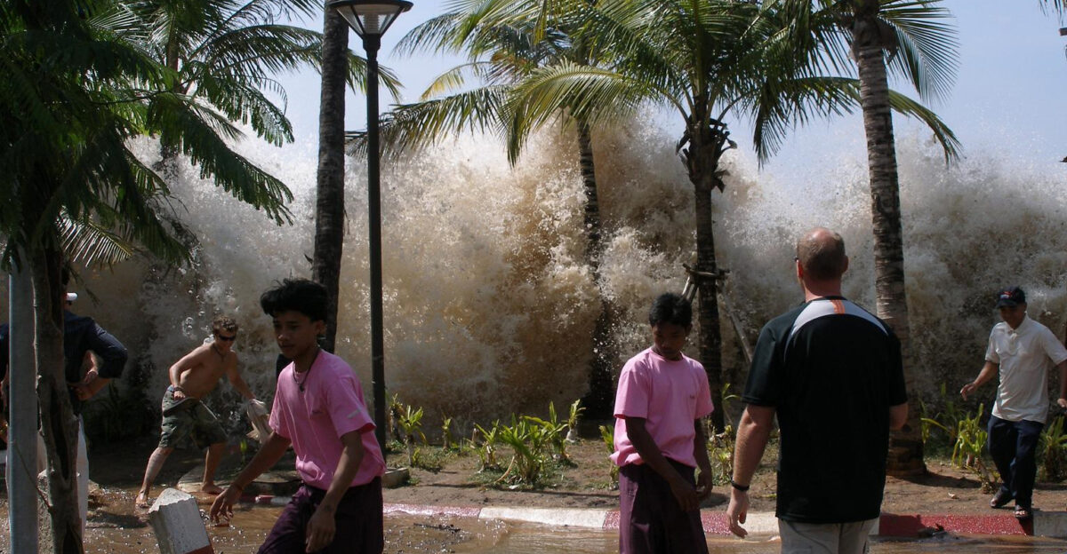 A photograph of the 2004 tsunami in Ao Nang Krabi Province Thailand