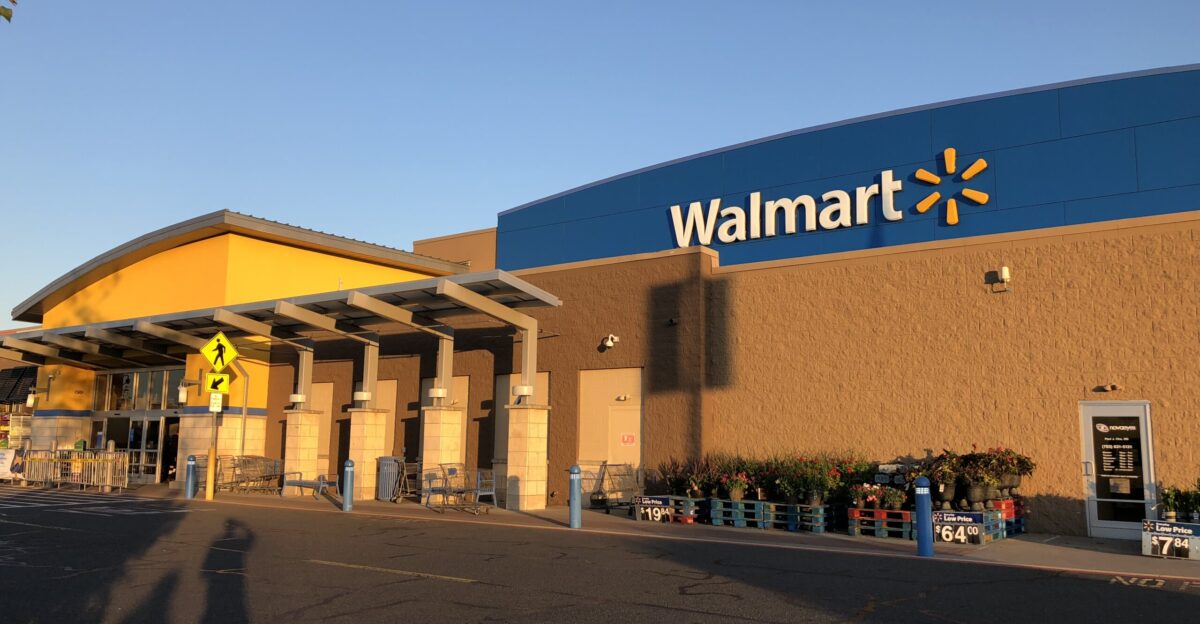 The front of the Walmart within the Fair Lakes Shopping Center in Fair Lakes Fairfax County Virginia