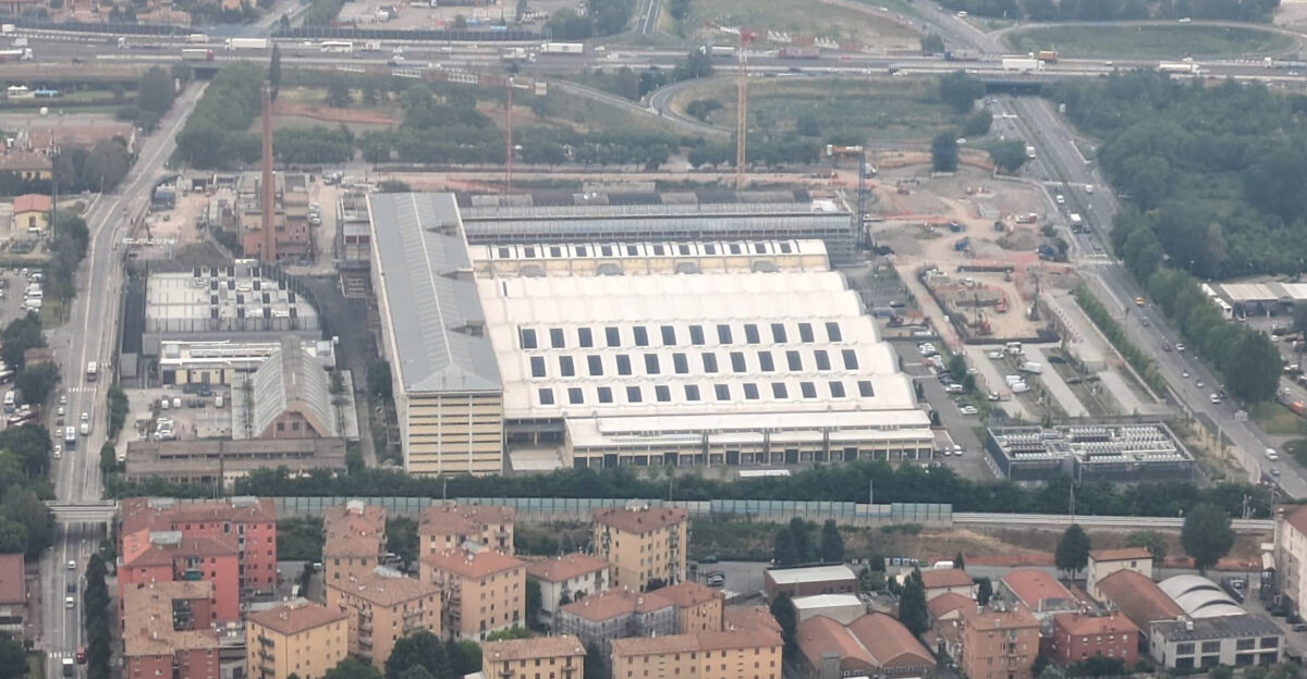 Aerial view of the European Center Medium Weather Forecast in Bologna