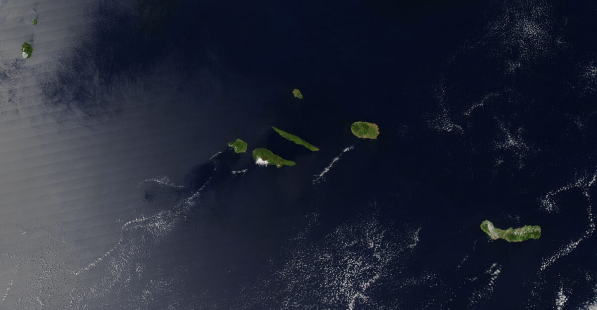 Satellite view of the Azores archipelago