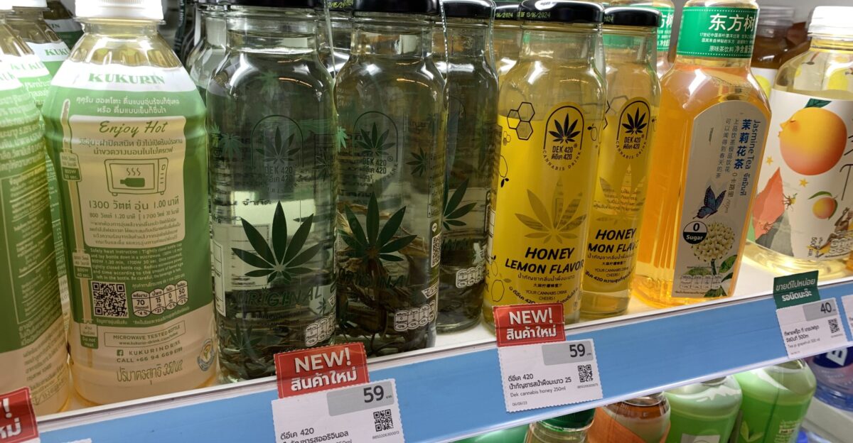 Cannabis drinks sold at a convenience store in Bangkok