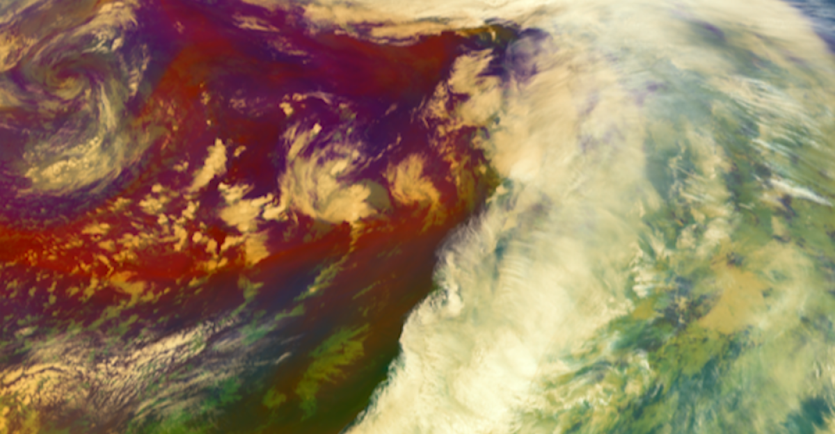 Beautiful Mid-latitude Cyclone in the North Pacific Ocean