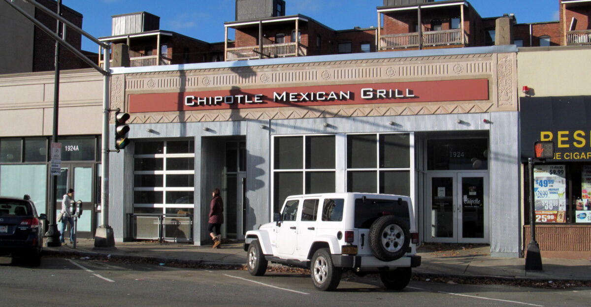 Chipotle Mexican Grill restaurant on Beacon Street in Cleveland Circle Brighton The restaurant was closed on December 3 2015 after 140 people were sickened by a norovirus after eating there
