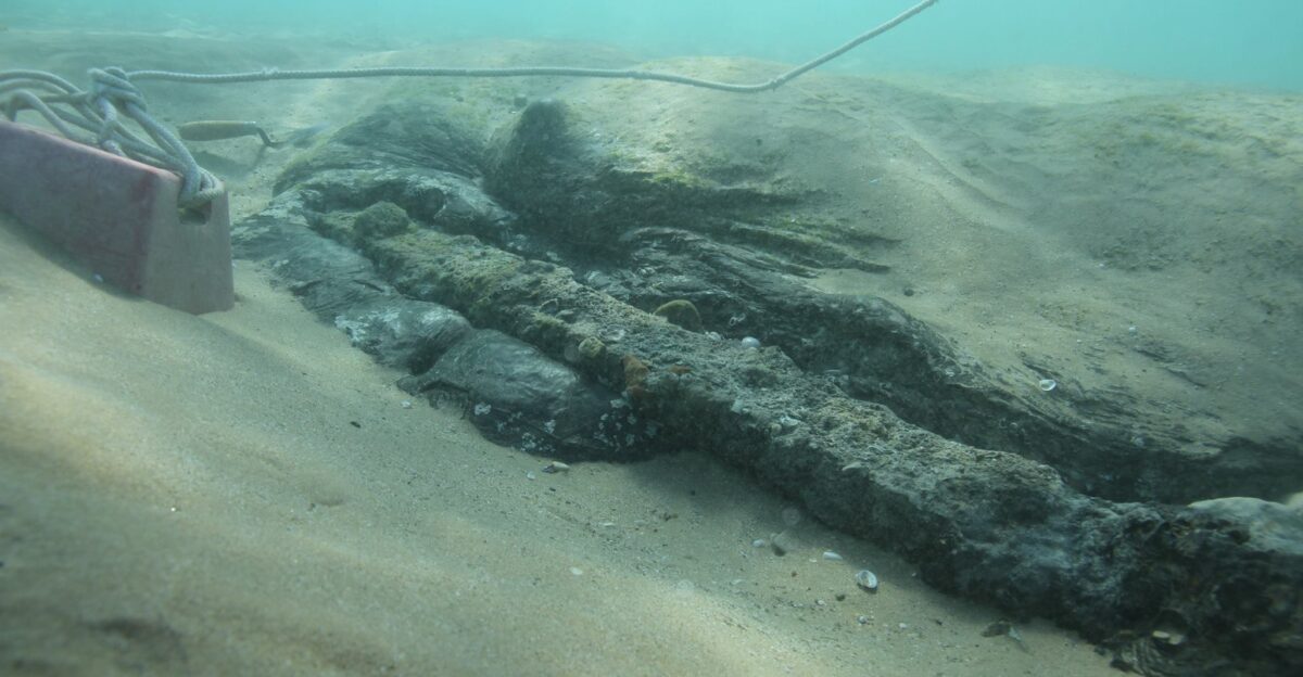 Probables restes del brulot De Marsay que incendi els galions De Guisa i Mare de D u de la Vict ria i La Madalena localitzades al 2015 prop de la platja de Sitges Imatge de Bruno Par s per al Consorci del Patrimoni de Sitges