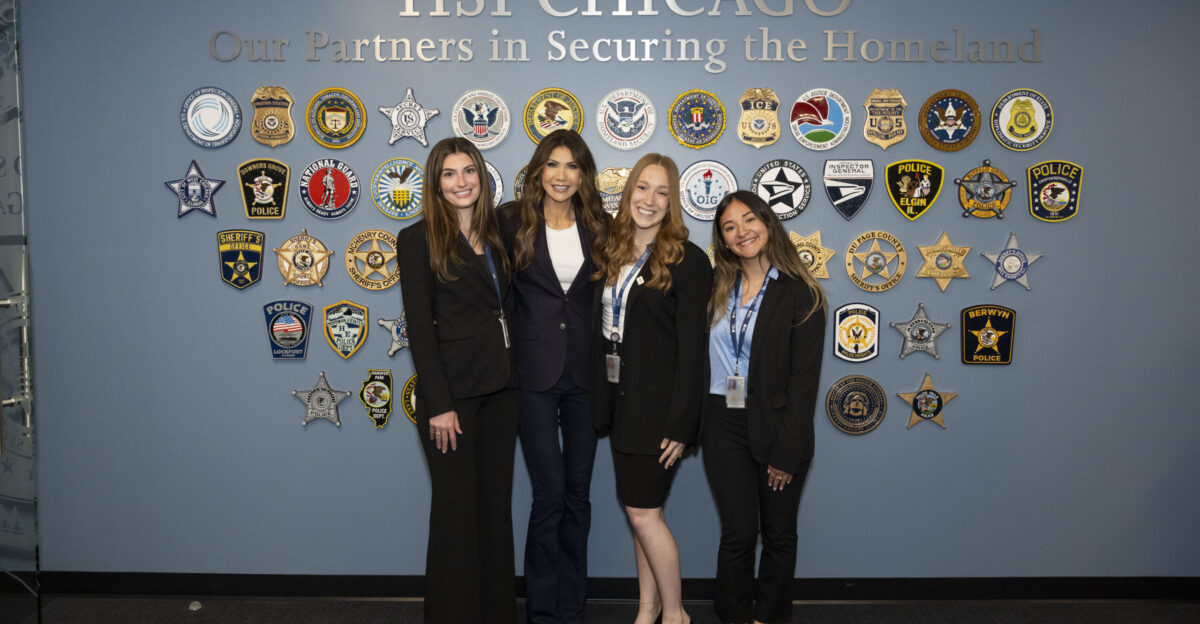 Department of Homeland Security DHS Secretary Kristi Noem hosts a press conference on The Worst of the Worst highlighting criminal illegal aliens that have recently been arrested in the Chicago I L area at Homeland Security Investigations Aug 8 2025 DHS photo by Mikaela McGee