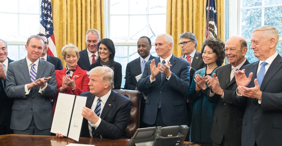 First meeting of the Cabinet of Donald Trump in the White House