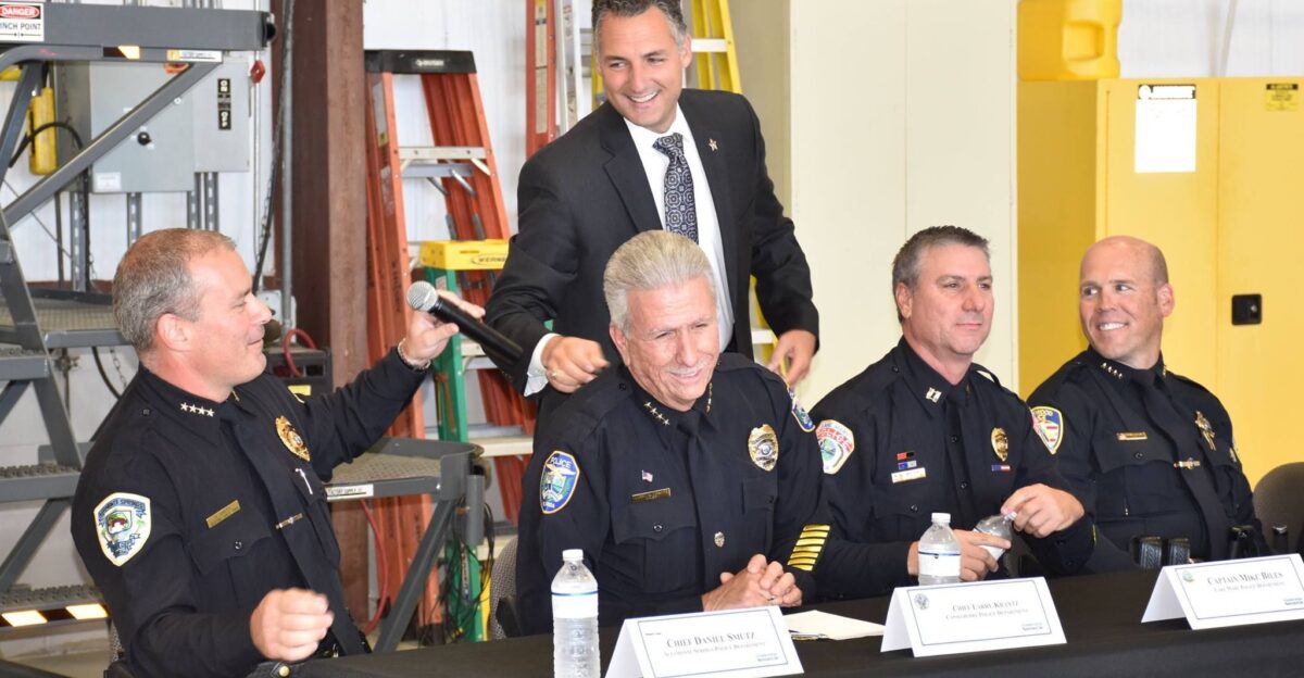 Sheriff Dennis Lemma and local police chiefs at Leadership Seminole 5 5 2017 by Seminole County Sheriff s Office s